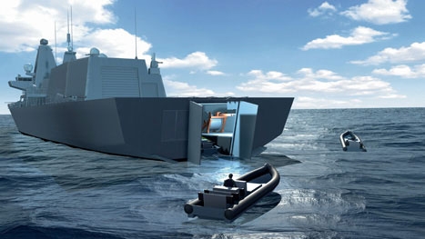 将船推出:26型舰艇尾部的“任务湾”将允许它们发射小船和自动驾驶车辆